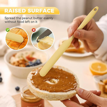 4 Pcs Silicone Jar Spatula Set, Sourdough Spurtle, Jar Scraper, Long Handle Thin Spatulas, Perfect for Jars, Bottles, Containers, Mixing, Scraping, Spreading Jam, Cake Icing and Sourdough Tools. (4)