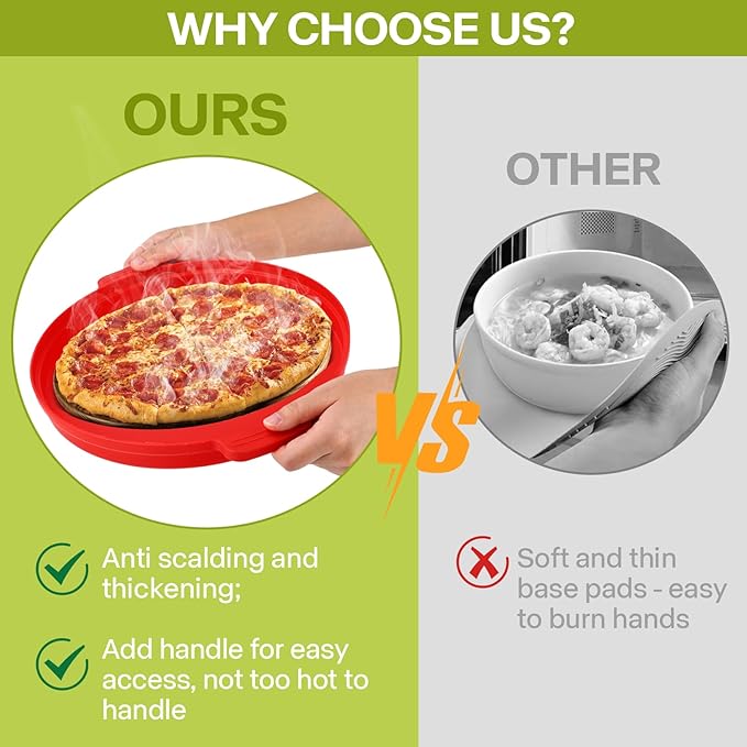 Microwave Splatter Cover for Food with Anti-scald Base Plate,Large Plastic & Silicone Vented Avoid Scalding Collapsible Guard Lid,Kitchen Essential Gadgets for Meal Prep-10.7 Inch (Red) - Image 3