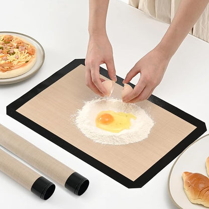 Luckyiren 2-Pack Silicone Baking Mats – Non-Stick Reusable Oven Liners for Half Sheet Pans (16.54" x 11.62"), BPA-Free Silicone, Easy to Clean, for Cookies, Roasted Veggies, Pizza & More