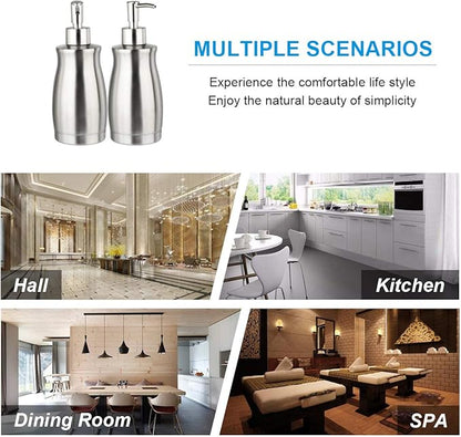 Soap Dispenser Stainless Steel - Brushed Nickel Pump Dispenser Bottle Refillable Liquid Hand Dish Soap Dispenser for Bathroom, Kitchen, Countertop, Silver (13.5 Oz / 400ML) - Image 7