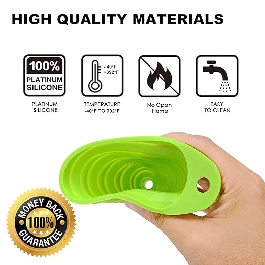 Funnels for Kitchen Use, Food Grade Silicone Collapsible Kitchen Funnel (Green) - Image 3