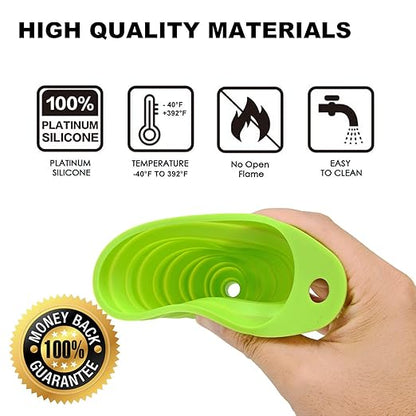Funnels for Kitchen Use, Food Grade Silicone Collapsible Kitchen Funnel (Green) - Image 3