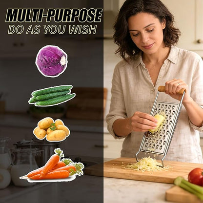 2 Pack Cheese Grater Handheld,Stainless Steel Zester Set of 2, Kitchen Flat Handheld Grater For Potato, Vegetable Chocolate, Spices,Carrot, Butter,Parmesan Cheese（Coarse Grater&Fine Grater） - Image 3