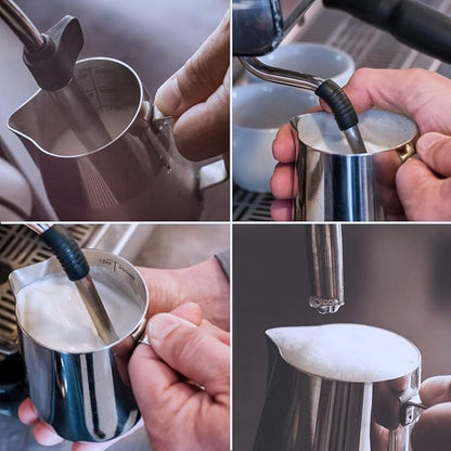 SIKEMAY Milk Frothing Pitcher Cup, 20oz/600ML Milk Frother Cup Stainless Steel Steaming Pitcher Milk Jug Coffee Latte Art Cappuccino Espresso Machine Accessories for Barista Steam Pitchers Tools