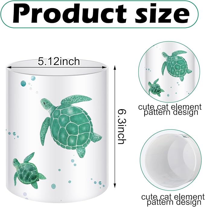 WILLBOND Coastal Utensil Holder for Kitchen Sea Turtle Utensil Holder Summer Kitchen Decor Cute Acrylic Cooking Crock Organizer Countertop Storage Organizer Container Housewarming Gift