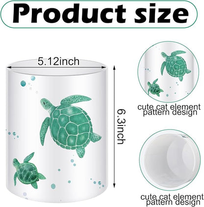 WILLBOND Coastal Utensil Holder for Kitchen Sea Turtle Utensil Holder Summer Kitchen Decor Cute Acrylic Cooking Crock Organizer Countertop Storage Organizer Container Housewarming Gift