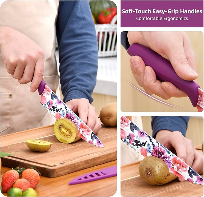 UPTRUST Knife Set, 12-piece Kitchen Knife Set Nonstick Coated, Professional Kitchen Cutlery Set for Chef, Cooking, Camping, Outdoor, Gift for Mom - Image 2