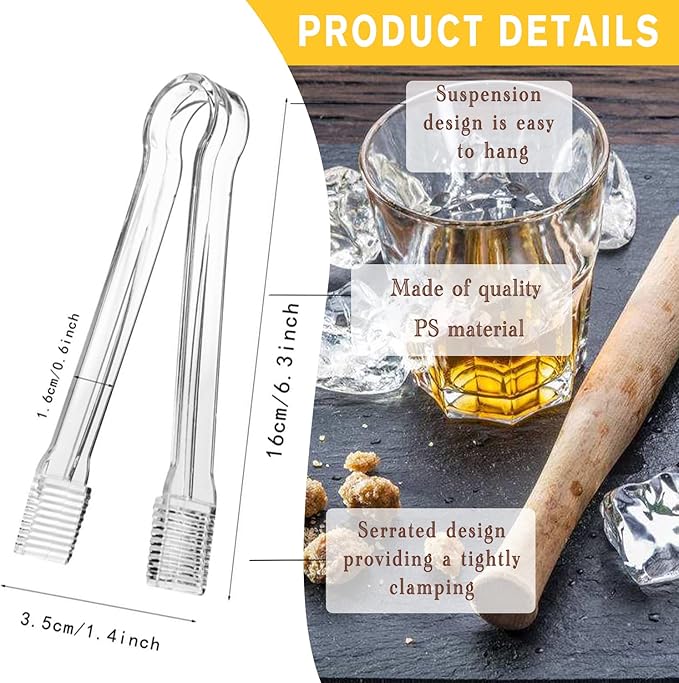 J-Chen 15PCS Plastic Buffet Serving Tongs Mini Serving Utensil Tongs Appetizers Tongs Clear Kitchen Tongs 6.3 Inch Small Ice Tongs for Tea and Coffee Party Catering Appetizers Desserts Cake Sandwich