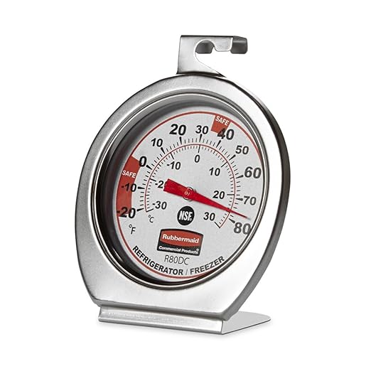 Rubbermaid Commercial Products Thermometer, Classic Large Mechanical Dial, Chrome, Extreme Temperature Range for Use in Refrigerator/Freezer/Cooler/Fridge by RubbermaidCommercialProducts