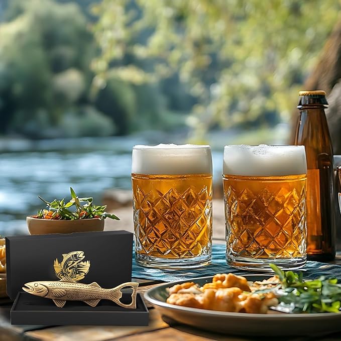 Unique Fishing Gifts for Men, Vintage Beer Bottle Opener Fathers Day Birthday Christmas Valentine Gift for Him Dad Husband Grandpa Boyfriend