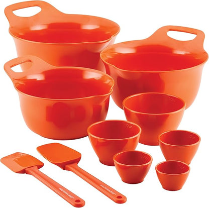 Rachael Ray Pantryware Mixing Bowl Measuring Cup and Utensil Set, 10 Piece, Orange by RachaelRayKitchenware