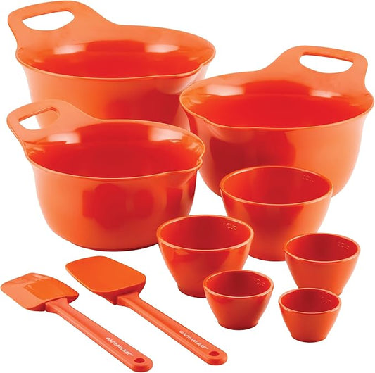 Rachael Ray Pantryware Mixing Bowl Measuring Cup and Utensil Set, 10 Piece, Orange by RachaelRayKitchenware