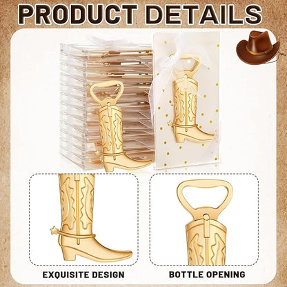 Hortsun 36 Sets Cowboy Boot Bottle Openers Baby Shower Bottle Opener Favors for Guest Party Bottles Opener Gifts Bulk for Baby Shower Wedding Birthday Party Favor Decoration Supplies(Gold)