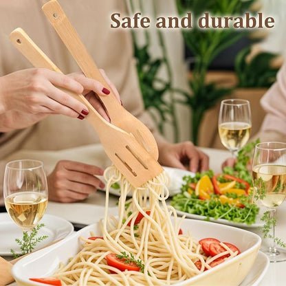 HANSGO Bamboo Kitchen Utensils Set – 6-Piece Wooden Cooking Set for Nonstick Cookwares and Cast Iron Pans, Durable Wooden Spoons, Perfect Housewarming Gifts, Apartment Essentials