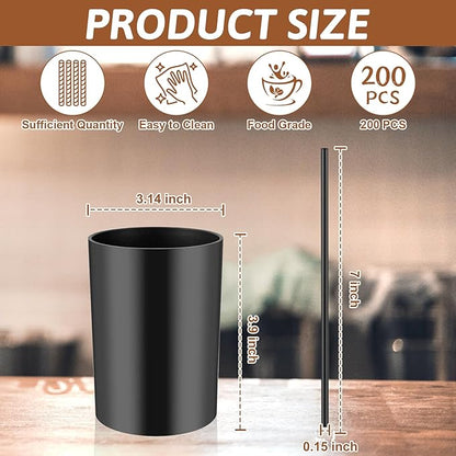 200 Pcs Black Coffee Stirrer Sticks and Holder Set 7 Inch Plastic Coffee Stir Straws with Holder Cocktail Drink Stirrers Mixing Milk Cocktail Drinks Supplies for Coffee Bar Home Party - Image 2
