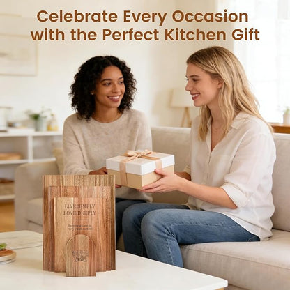 Book cutting board Set of 3, Acacia Wood Chopping Board with Stand, Charcuterie Kitchen Boards with Book‑Style Design for Cheese, Meat and Vegetables