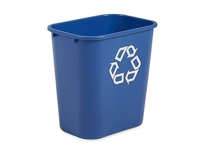 Rubbermaid Commercial Products Deskside Recycling Can, 7-Gallon/28-Quart, Blue Recycling Symbol, Plastic, for Bedroom/Bathroom/Office/Under Desk/Sink - Image 3