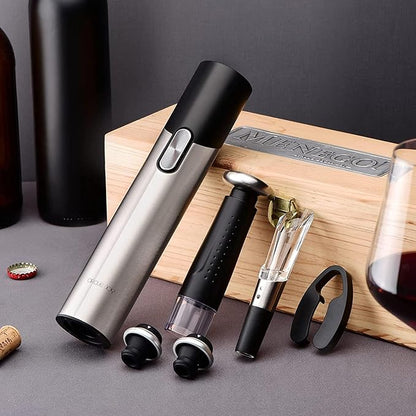 CIRCLE JOY Electric Wine Opener Set Automatic Wine Opener Kit for Wine and Beer Cordless Electric Wine Bottle Openers Gift Set with Foil Cutter, Aerator Pourer, Vacuum Pump and 2 Wine Stoppers - Image 6