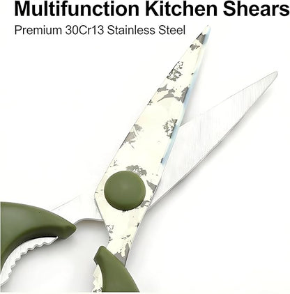 Kitchen Scissors All Purpose, ARCHIKING Kitchen Shears with Protective Sheath, Ultra Sharp Multipurpose Poultry Scissors for Chicken, Meat, Fish & Vegetables (Green)