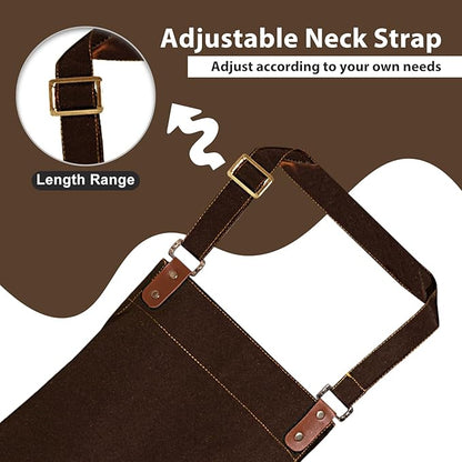 Apron for Men Women, Chef Apron with Adjustable Neck Strap, Heavy Duty Apron with Pockets, for Cooking, Gardening - Image 5