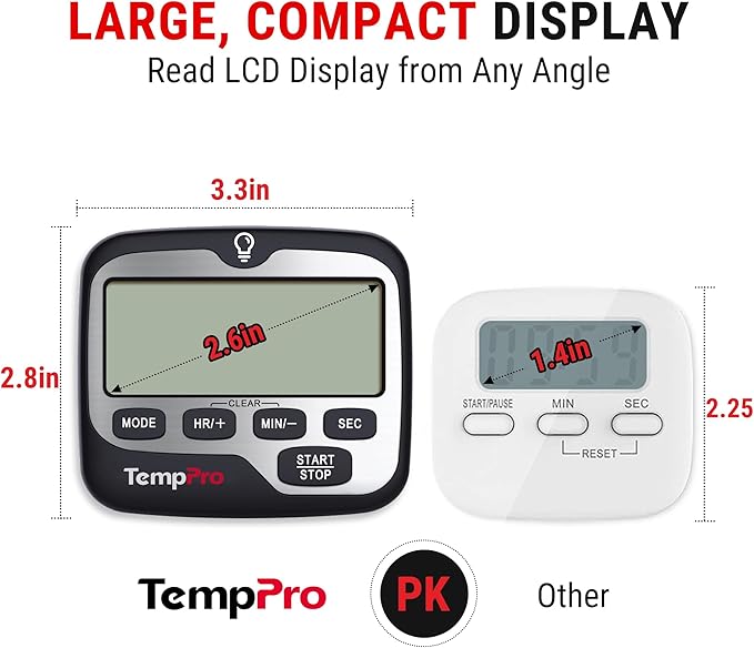 TempPro TM01 Kitchen Timers for Cooking with Count Up Countdown Timer, Digital Timer for Kids Students with Touch Backlight, Study Timers for Classroom Teacher Supplies(Previously ThermoPro) - Image 6