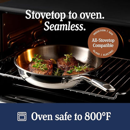 LEGEND COOKWARE 5-Ply Stainless Steel 5-Quart Dutch Oven with Lid - Induction Compatible, Oven Safe 800°F - Non-Toxic, No Coatings - Even Heating, Won't Warp - Built to Last Generations