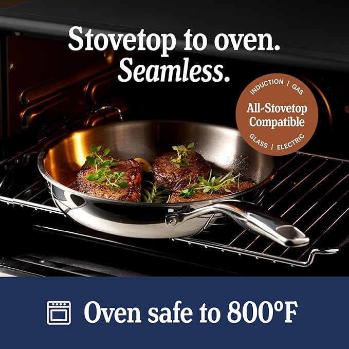 LEGEND COOKWARE 5-Ply Stainless Steel 6-Quart Stock Pot with Lid - Induction Compatible, Oven Safe 800°F - Non-Toxic, No Coatings - Even Heating, Won't Warp - Built to Last Generations