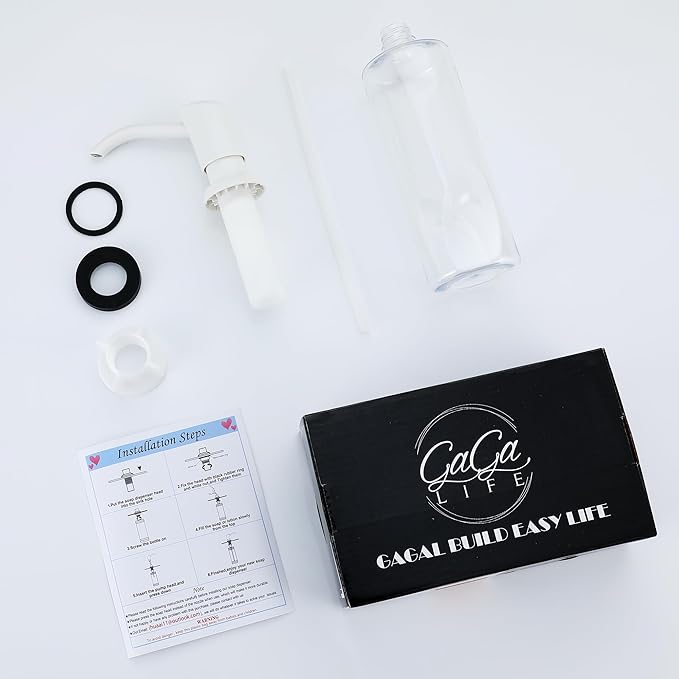 GAGALIFE Soap Dispenser for Kitchen Sink, Kitchen Sink Soap Dispenser with 17 Ounce Large Pet Soap Bottle, in Sink Soap Dispenser Refill from The Top, White - Image 9