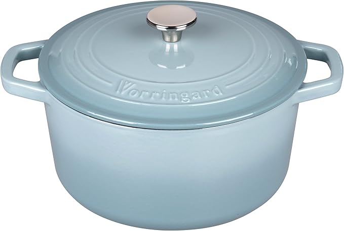 VORRINGARD Enameled Cast Iron Dutch Oven Pot with Lid, for Bread Baking, Round Bread Oven- include Sourdough Bread Baking Supplies Set, 6QT, Sea Salt - Image 4