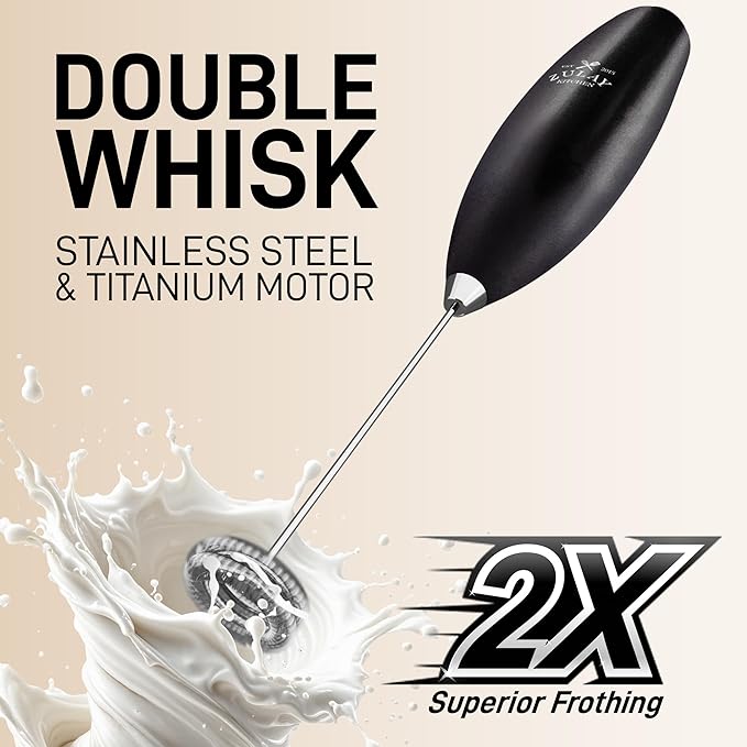 Zulay Kitchen Whisk Milk Frother with 4 Duracell Batteries - Powerful Handheld Foam Maker for Coffee, Lattes, Matcha, Hot Chocolate & Cappuccinos - Whip Creamy Froth in Seconds - Image 4