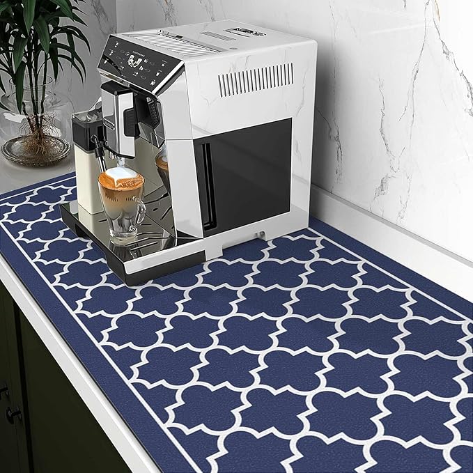 WISELIFE Dish Drying Mat Super Absorbent Drying Mat Large Dish Drying Mats for Kitchen Counter Easy Clean Dish Mat Kitchen Drying Mat18"x 36" Stylish Blue - Image 2
