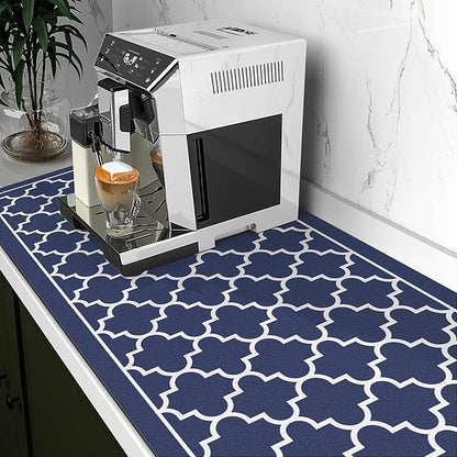 WISELIFE Dish Drying Mat Super Absorbent Drying Mat Large Dish Drying Mats for Kitchen Counter Easy Clean Dish Mat Kitchen Drying Mat18"x 36" Stylish Blue - Image 2