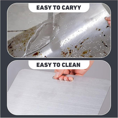 304 Stainless Steel Cutting Board for Kitchen, Non Toxic Cutting Boards Set, Dishwasher Safe and Knife Friendly Chopping Board for Meat Vegetable Fruit(15"x 11",13"x 9",10"x 6")