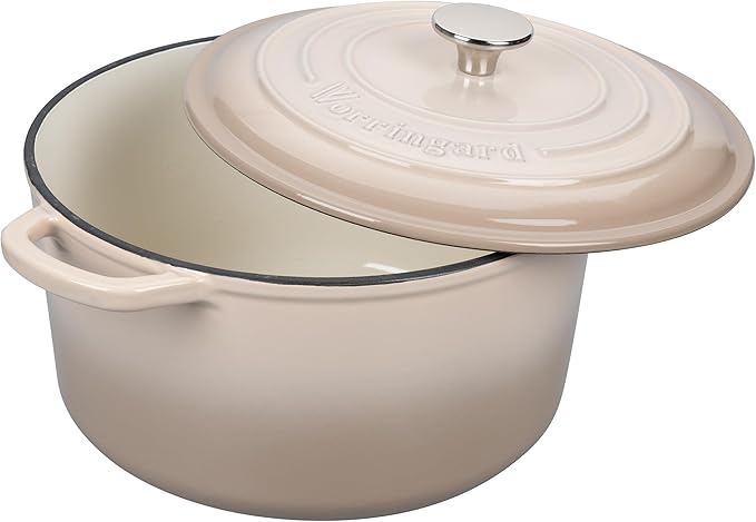 VORRINGARD Enameled Cast Iron Dutch Oven Pot with Lid, for Sourdough Bread Baking, Round Dutch Ovens, 4.5 Quart, Latte - Image 5