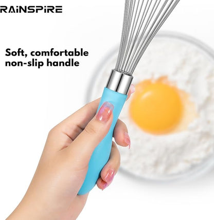 Rainspire 12-Inch Wire Whisk Stainless Steel, Balloon Whisks for Cooking, Wisk Wisking Tool With Soft Silicone Handle, Thick Durable Whisker for Blending, Beating, Whisking, Stirring, Blue - Image 4