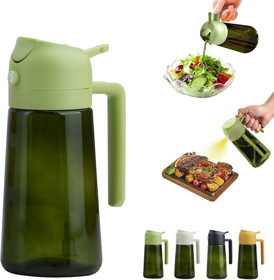 2 In 1 Oil Dispenser And Oil Sprayer, 16 Oz/470 Ml Oil Dispenser For Kitchen Spray, With Fine Mist Nozzle, Suitable For Cooking, Air Fryer, Salad, Grilling (green-1)