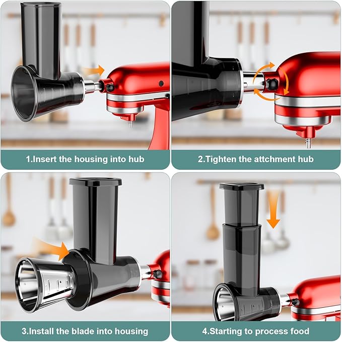 Slicer Shredder Attachment for Kitchenaid Stand Mixer, Salad Machine with Vegetable Slicer, Salad Maker, Food Slicers Cheese Grater Attachments for Kitchenaid Mixer Dishwasher Safe, Black - Image 5