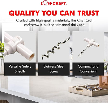 Chef Craft Select Travel Corkscrew, 4 inches in length, White - Image 6