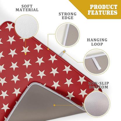 Patriotic July of 4th Red Star Dish Drying Mat for Kitchen Counter 18x24 Memorial Independence Day Absorbent Reversible Microfiber Drying Mats Kitchen Countertop Protector Dishes Drainer Rack Pad - Image 4