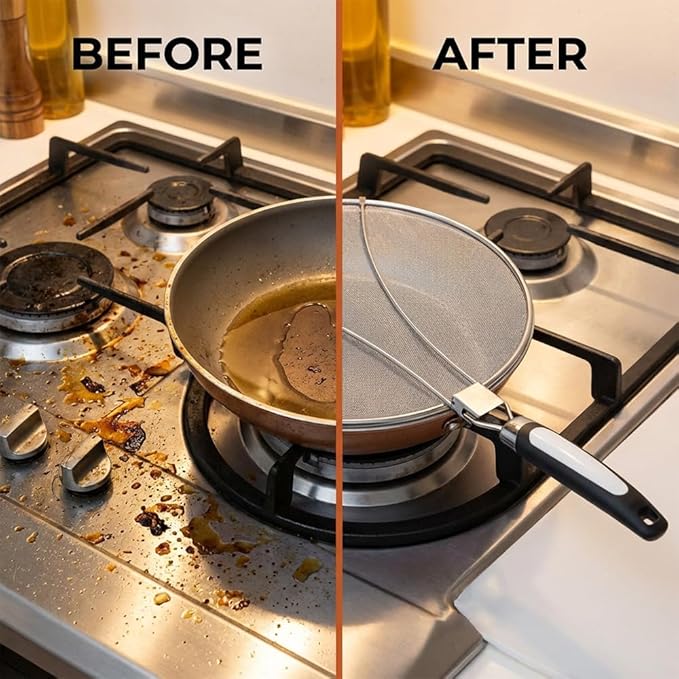 Stainless Steel Grease Splatter Guard, 11-Inch Fine Mesh Cover with Adjustable Comfort Grip Handle, Oil Splash Screen for Frying Pan, Cooking Pots, Skillet (1) - Image 3