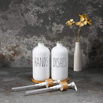 MOMEEMO White Soap Dispenser Set, Contains Hand and Dish Soap Dispenser, Suitable for Kitchen Decor. (White) - Image 4