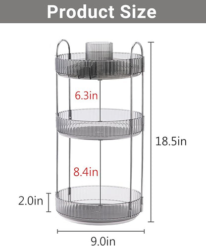 Asayuee 360 Rotating Makeup Organizer,3 Tier Large Capacity Make Up Organizers and Storage,Skincare Perfume Vanity Organizers,Bathroom Cosmetics Storage Organizer Countertop(Grey) - Image 4