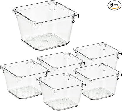 Ravinte 6 Pack Drawer Organizer - 3" X 3" Plastic Storage Bins, Acrylic Organizers with Non-Slip Pads Clear Desk Storage Tray for Makeup, Jewelries, Kitchen Utensils, Bathroom and Office by Ravinte