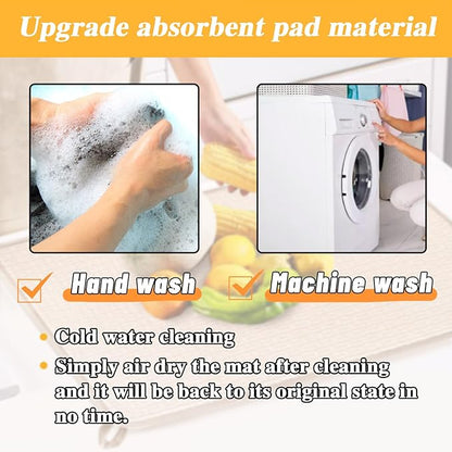 2 Pack XXL Large Microfiber Dish Drying Mat,24*17 inch Absorbent Dish Drainer Kitchen Counter,Dish Drying Pad for Countertops,Sinks,Draining Racks(Beige) - Image 3