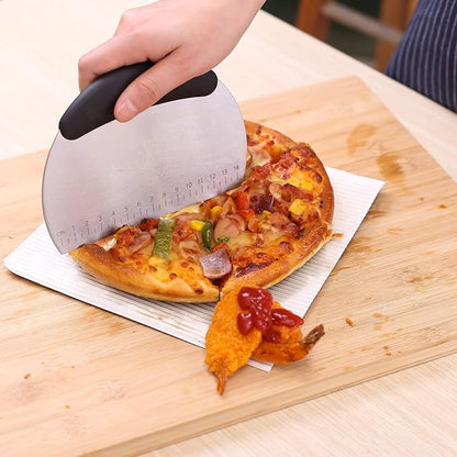 1 pcs Dough Pastry Scraper Chopper/Stainless Steel Dough Scraper Cutter with Ergonomic Rubber Non-Slip Grip/Dough Scraper Cutter/Pro Pastry Pizza Cutter Chopper (Black) - Image 5