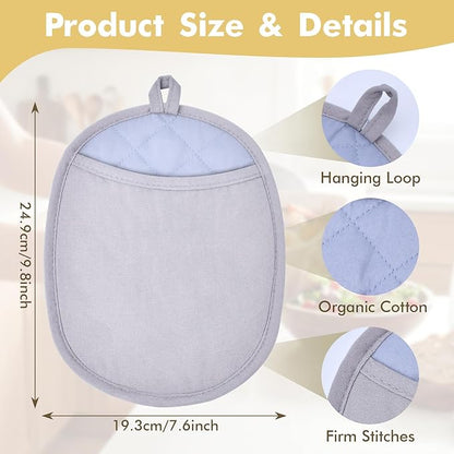 2Pack Heat-Resistant Silicone Pot Holders & Oven Mitts Set, Kitchen Hot Pads for Hands and Pots, Non-Slip Grip & Dishwasher Safe, Kitchen Accessories for Baking, Cooking, Grilling(Grey)