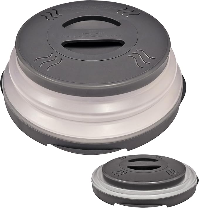 HOVER COVER Magnetic Microwave Splatter Cover with High Power, Strongest Magnetic Grip, Collapsible 12-Inch BPA-Free Food Lid, Vented Plate Guard, Dishwasher Safe, Space-Saving Storage - Gray - Image 6