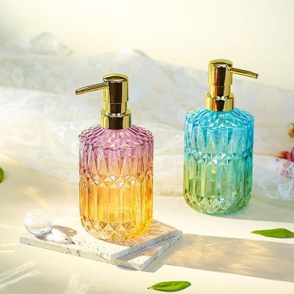 YunNasi Soap Dispenser with Pump, Refillable Liquid Hand Soap Dish Soap Dispensers for Bathroom Counter, Kitchen Sink (PurpleOrange)