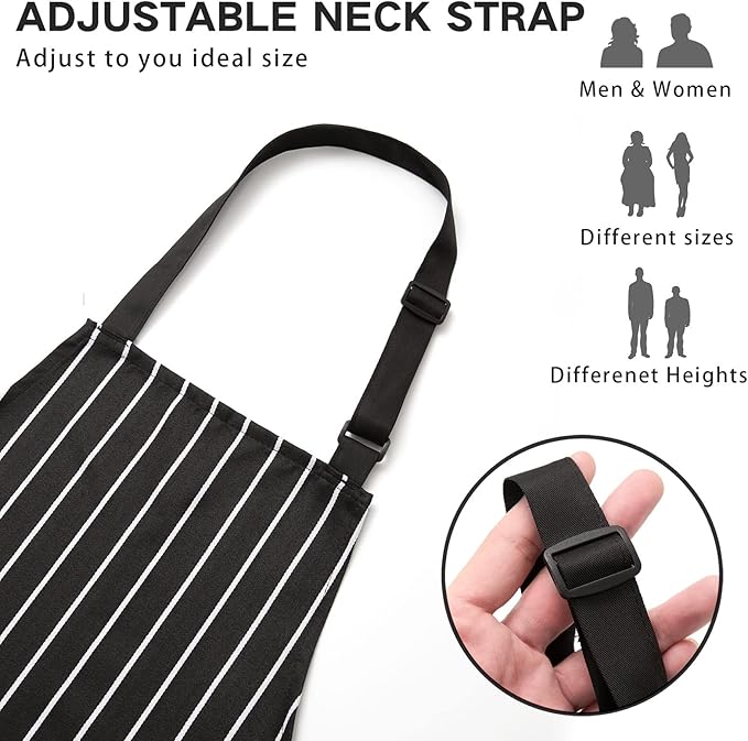 BeLuyi Adjustable Bib Apron with 2 Pockets Chef Cooking Kitchen Restaurant Aprons for Women Men - Image 2