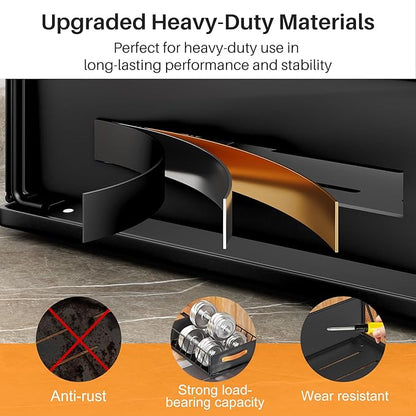 Pull out Cabinet Organizer,Heavy Duty Slide out Pantry Shelves Drawer Storage with Adhesive Nano Film,Sliding Mesh Cabinet Basket with Handle for Kitchen, Bathroom, Home, 13.8"W X 15.7"D X 6.2"H,Black